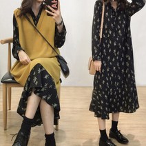 봄신상 원피스 롱원피스 랩 플레어 쉬폰 소매원피스 OPC001