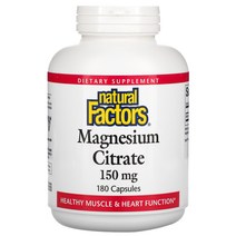 Natural Factors 마그네슘 시트레이트 150mg 캡슐 180정 2팩