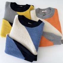 빠델(간빠레) 페드로 부드러운 배색 루즈핏 겨울 앙고라 니트3color
