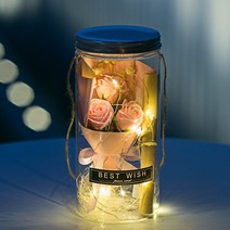[ 아르띠콜로 장미꽃 편지지 LED 무드등 ] 로맨틱 홀로그램 여자 친구 기념일 고백 선물 특별한 여친 생일 선물 꽃다발, 핑크 편지지