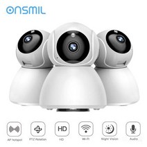 Onsmil1080P IP 카메라 무선 와이파이 캠 실내 홈 보안 감시 CCTV 네트워크 카메라 야간 투시경 P2P 원격뷰, 2MP 32G SD Card+영국 플러그