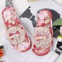 꽃분이네 코사지 발편한 두꺼운 쿠션 거실화 학원 유치원 슬리퍼 거실 층간소음방지 세탁가능 단체기관 유치원 어린이집 사무실 식당 거실화 가볍고 편한신발, 레드, 1개