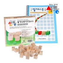 샘통 쌓기나무 1cm 100p(비취우드)와 교재1권, 시드 쌓기나무2단계