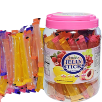 복숭아 포도 망고 리치 4가지 맛 스틱 형태의 젤리 스틱 통 900g (20g X 45개입) 얼려서 먹는 젤리 간식, 3통