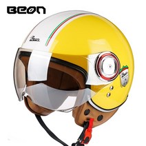 오토바이비틀헬멧레트로복고풍 beon 빈티지 헬맷 34 open face moto moto casque casco capacete men women 스쿠터, 노란색
