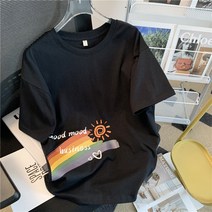 여성의류 전문점 철회함 거물급 마름질 잔품명세서 새는 것을 줍다 플라워 프린팅 무지개 색상 t셔츠 여하