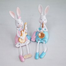 다팜코리아 마블인형 장식인형 인테리어소품 미니어처 소품 카페 꾸미기, 토끼악기2p