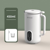 가정용 두유 제조기 소형 미니 자동 다기능 깨기 요리 및 필터링없는 1-4 인, 450ml, 하얀