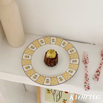 with online 북유럽 빈티지 옐로우 체크 접시 핸드메이드 플레이트 도자기 예쁜접시 그릇 식기 예쁜그릇쇼핑몰 신혼선물