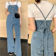 와이드 데님 점프 슈트