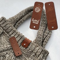 반으로 접는 모자 가방장식 핸드메이드 라벨 가죽 니팅태그, 가죽보강재 1개, 체리브라운 불박