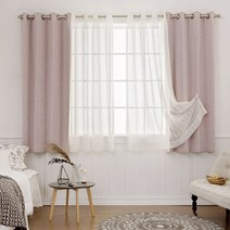 까르데코 어슈어100프로 암막+심플라인 속지 창문커튼 4장