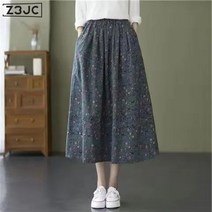 Z3JC 빈티지 빅사이즈 미디 플라워 스커트