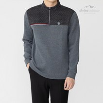 스타일에스 남자 절개 라인 기모 터틀넥 반집업 반목 두툼한 겨울 긴팔 티셔츠