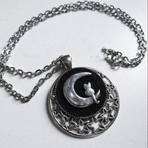 달 목걸이 펜던트 금 14k 18k 패션 고딕 고양이 카메오