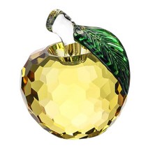 크리스탈 애플 입상 문진 결혼식 생일 크리스마스 및 가정 장식을 위한 이상적인 선물, 옐로우