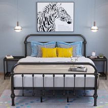 공주침대 유럽풍 프레임 철제 조립식 엔틱 클래식 퀸사이즈 미국식, 1800mmx2000mm, 표준형, 블랙