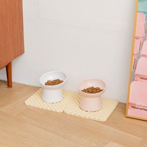 헬시냥이 고양이 강아지 애견 식기 사료 밥그릇 물그릇 간식그릇 밥상 매트, 브라운