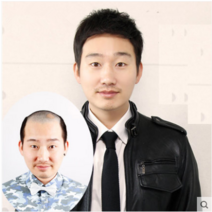 토파즈 남자 투블럭 댄디컷 가르마펌 헤어피스 군인가발 M자 탈모커버 앞머리 부분가발 중년남자 핸드메이드 정수리 인모 가발 전체가발, 1개, 30% 인모-내츄럴 블랙