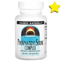소스내추럴스 포스파티딜세린 포스파디딜세린 Phosphatidylserine 세린 컴플렉스 500mg 소프트젤 캡슐 60정, SNS00562