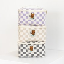 모모씨 체커보드 메이크업 파우치 L 3color, 블랙