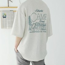 남자 오버핏 반팔티 CAMP 레터링 프린팅 5부 7부 여름 면 이너 박스 커플 시밀러룩