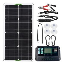 티양 전지 패널 태양광 판 발전 100w 단결정 태양 듀얼 12v24v dc usb 야외 자동차 rv 충전식 키트 30a60a100a amp, 60a 컨트롤러 포함