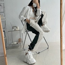 **당일발송 [모델소장!] 스우파 반반 배색 쭈리 조거팬츠 트레이닝복 팬츠