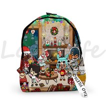 3D 인쇄 Toca Boca 배낭 Life 월드 게임 학교 가방 십대 소녀 애니메이션 Bookbag 키 체인 여행 Mochila 여성, [27] 27