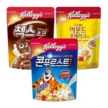 켈로그 시리얼3종 (오곡첵스초코340g+콘푸로스트300g+아몬드푸레이크300g), 1개