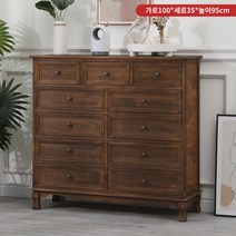 빈티지 서랍장 수납장 거실가구 원목 모던 북유럽 인테리어 아메리칸 스타일 버킷 캐비닛 단단한 나무 스토리지 사물함 거실 벽 작은 침실 5 찬장 랙 홈, A.차려 입다, V.뉴 100 롱 브라운 컬러