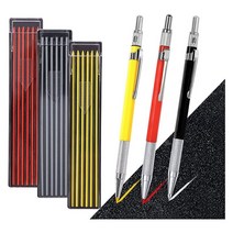 철강 건설 목공인을 위한 샤프너 내장 기계식 목수 연필 세트 2 피스, 01 YellowBlackRed