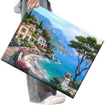 FASEN 사은품+액자 캔버스형보석십자수 DIY세트 라운드 비즈 40 X 50cm, FSE33.해변풍경