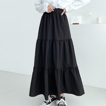 베베르 여성 바스락 3단 캉캉 롱스커트 긴스커트 치마