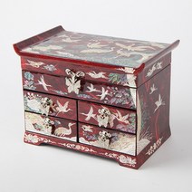 나전칠기 자개 한지 선비 2단 송학 서랍 보석함 자개함