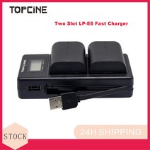 Topcine 2 슬롯 LP-E6 빠른 충전기 배터리 Canon EOS 90D80D70D 60D 7D Mark II 5D IV, 한개옵션0