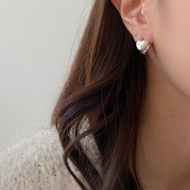 블루씨티 실버925 쿠션 하트 원터치 링 귀걸이