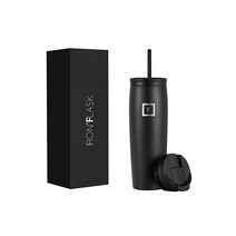 IRON °FLASK 노마드 텀블러 591.5mL(20온스) 뚜껑 2개(빨대플립) 진공 단열 스테인리스 스틸 병 이중 벽 보온 커피 여행용 머그 금속 물통, Midnight Black_1 Count (Pack o