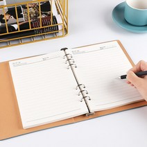 인조 가죽다이어리 마그네틱 6공 A5 다이어리 스프링 데일리 업무 각인 인쇄 블랙