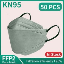 FFP2 4 중 보호 안면 마스크 KN95 CE 인증 성인 KN95 마스크 FPP2 인증, 50pcs light green