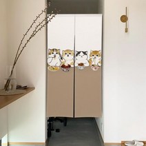 일본 문 커튼 노렌 귀여운 고양이 커튼 거실 침실 출입구 파티션 주방 입구 걸이식 반 커튼, 80x150cm, CLX00474