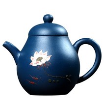 특이한 인덕션 주전자 작은 꽃 그림 140ml 임주환 법랑 유리 위 나혼자산다 도자기 캠핑 양은 물 끓이는 망 이케아 용 차 보, A, 라이트 블루 진흙
