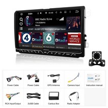 ESSGOO-2 Din 안드로이드 차량용 라디오 9 인치 카플레이 RDS 블루투스 AHD IPS 터치 스크린 멀티미디어 오토라디오 VW 파사트 B6 B7 스코다, Add 12 LED CAM