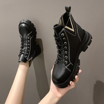 도오빠 타파유 여성 가죽 워커 키높이 5cm 통굽 첼시 부츠 레이스업 앵클 하이탑 봄 가을 여자워커 발편한 신발
