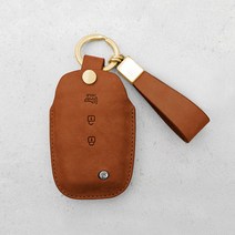 카프트 토레스 키케이스 가죽 스마트 키홀더 키링, 브라운+골드, 단면각인, 테슬추가안함