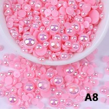 마카롱 AB 컬러 하프 라운드 ABS 비즈 310mm 240 개 모조 진주 플랫백 DIY 네일 장식 쥬얼리 만들기, 3-10mm 240pcs, Mix 1