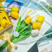 하리움 꽃다발 포장지 흰 테두리 레터링 OPP 투명 비닐 DIY 꽃 포장 재료 50장 L사이즈, L-흰테두리because(봉투형/50장)