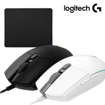 로지텍코리아 정품 로지텍 G102IC 2세대 Lightsync 게이밍마우스 + 에이투비 마우스패드 포함 (병행X 해외직구X) 유선 마우스, 블랙, 로지텍 G102IC 2세대 게이밍마우스/일반패드