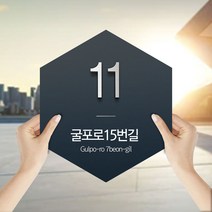 스텐 자율형 건물번호판 새주소 신주소 건물 도로명 주소판 안내판 영문주소 숫자 표지판 숫자판 문패 건물 빌딩 주택, 01_육각형_골드, 330X400mm_6개