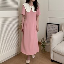 류이 더블 캉캉 카라넥 미니멀 심플 단아한 롱 원피스 빅사이즈 임부